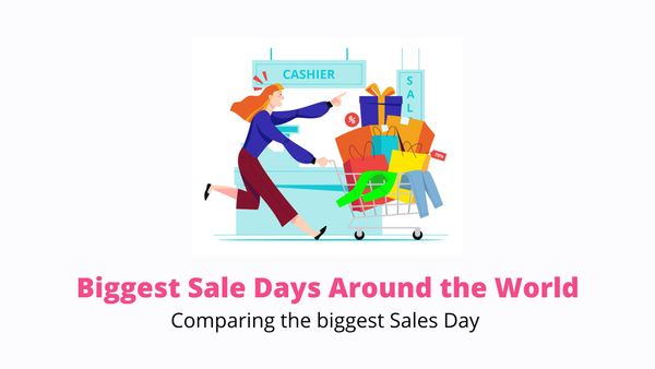 Blog Banner with sale illustration and text "Biggest Sale Days Around the World"